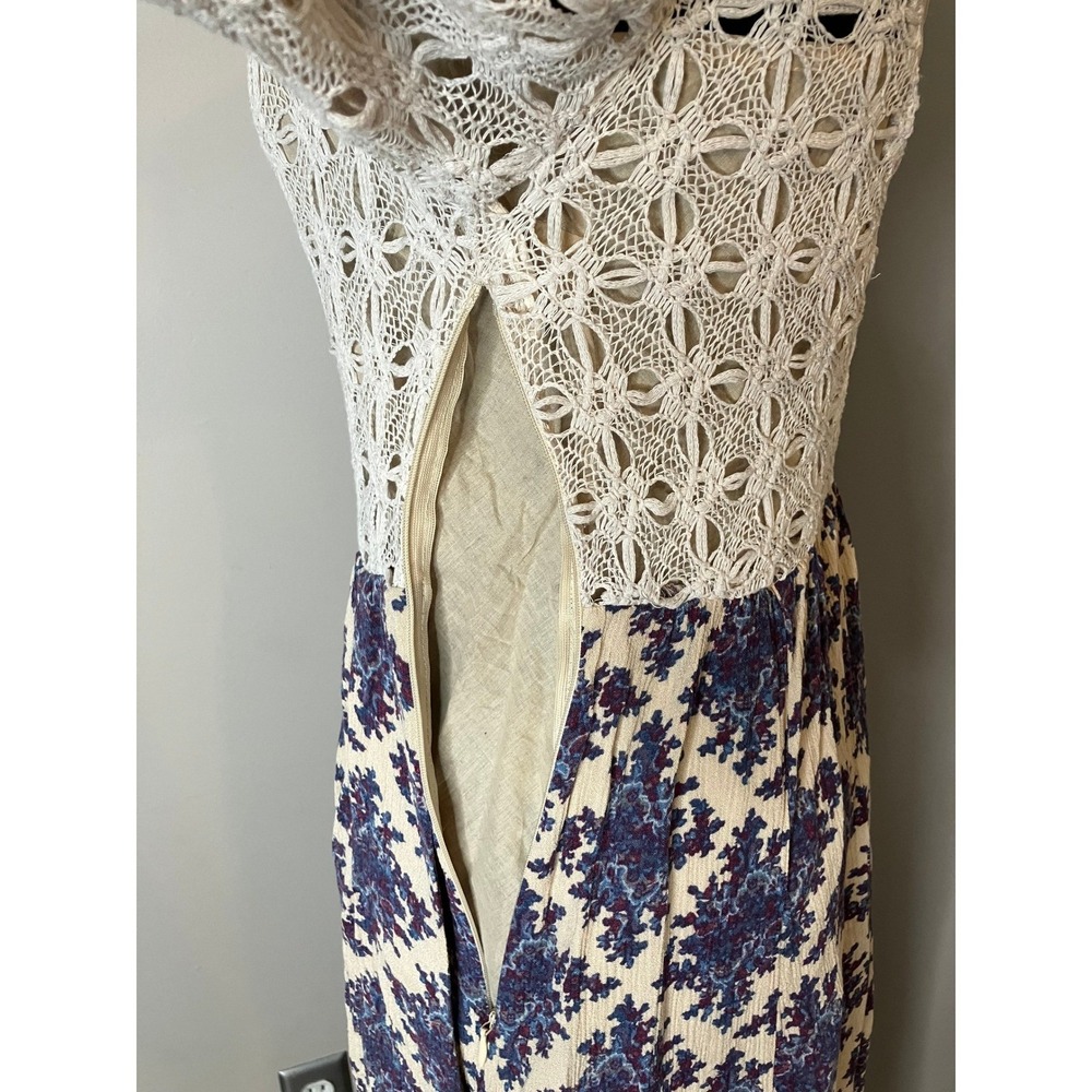 Free‎ People Lonesome Dove Hi-Lo Crochet Floral Boho Gypsy Cottage dress Size 4 - Picture 5 of 12